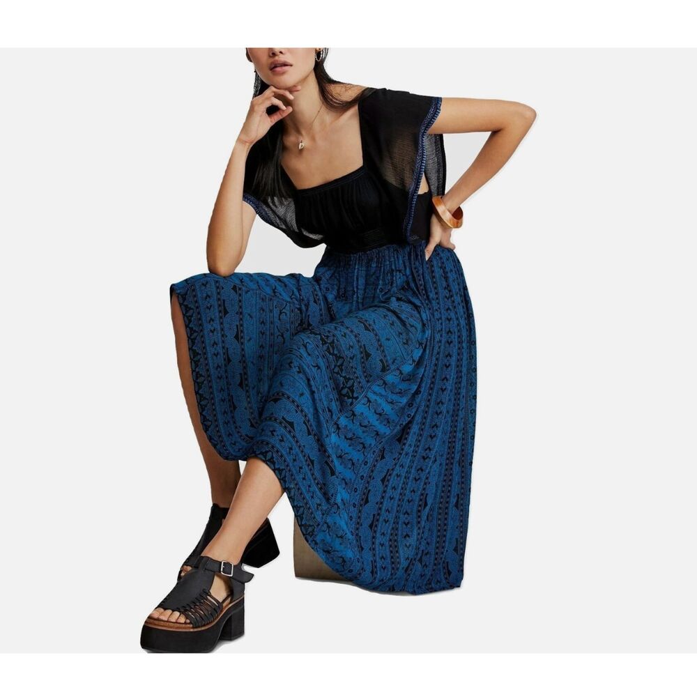 Free People In Search Of Paradise Maxi Dress XS Boho Empire Waist Flowy Festival